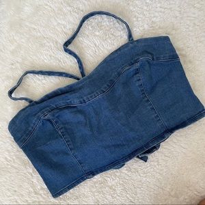Jean crop top from pull & bear